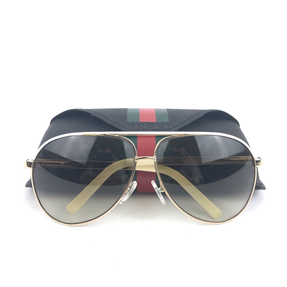 Gucci Aviator Sunglasses Gold & White